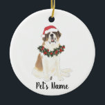 Personalisiert St. Bernard Keramik Ornament<br><div class="desc">Machen Sie die schöne Liste in diesem Jahr mit einem personalisierten Ornament Ihrer süßen St. Pernard Elf! Für die süßesten Geschenke,  paaren Sie es mit einem passenden Kunstdruck oder einem anderen Artikel aus meiner Sammlung!</div>