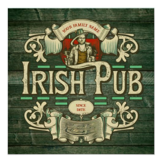 Personalisiert St Patricks Day Funny Irish Pub Poster (Vorderseite)