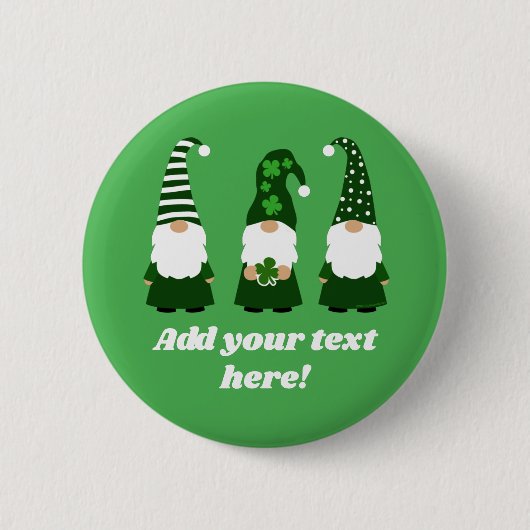 Personalisiert St Patricks Day Gnomes Niedlich Button (Vorderseite)