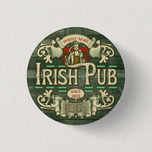 Personalisiert St Patricks Day Irish Pub Funny Button (Vorderseite)