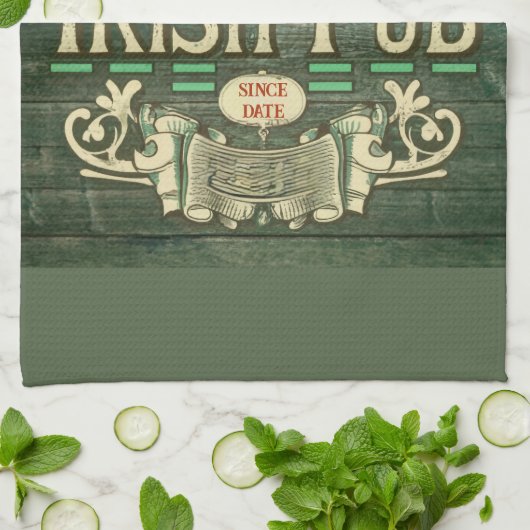 Personalisiert St Patricks Day Irish Pub Funny Geschirrtuch (Gefaltet)