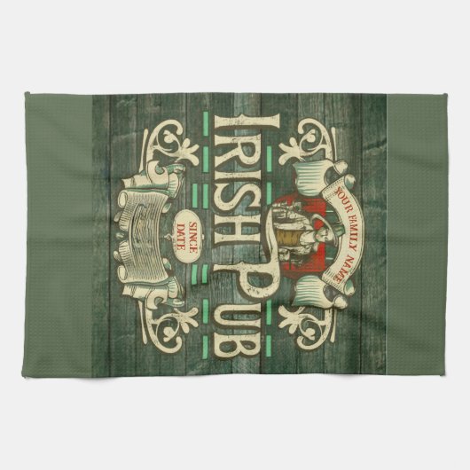 Personalisiert St Patricks Day Irish Pub Funny Geschirrtuch (Horizontal)