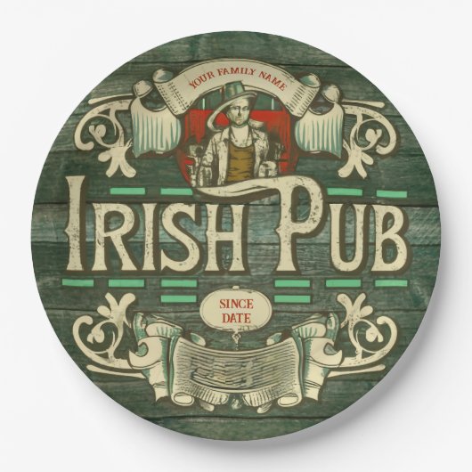 Personalisiert St Patricks Day Irish Pub Funny Pappteller (Vorderseite)