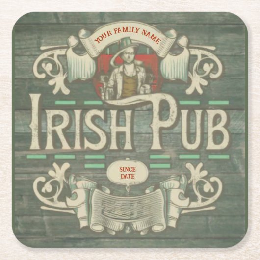 Personalisiert St Patricks Day Irish Pub Funny Rechteckiger Pappuntersetzer (Vorderseite)