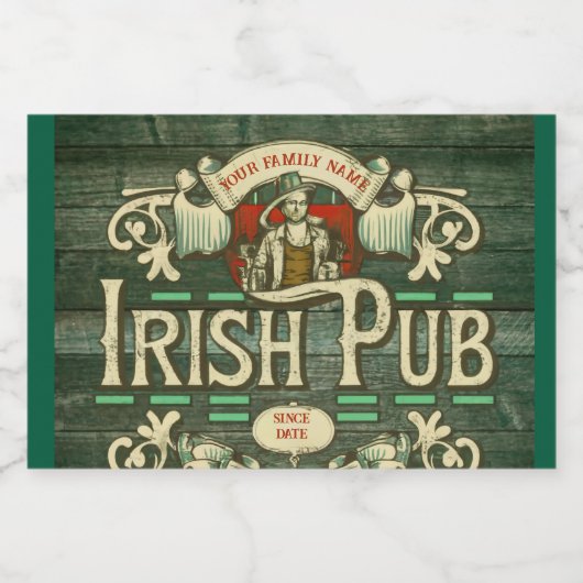 Personalisiert St Patricks Day Irish Pub Funny Schaumweinetikett (Einzelnes Label)