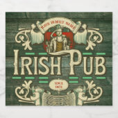 Personalisiert St Patricks Day Irish Pub Funny Schaumweinetikett (Einzelnes Label)
