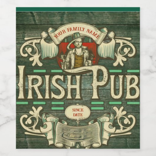 Personalisiert St Patricks Day Irish Pub Funny Weinetikett (Einzelnes Label)