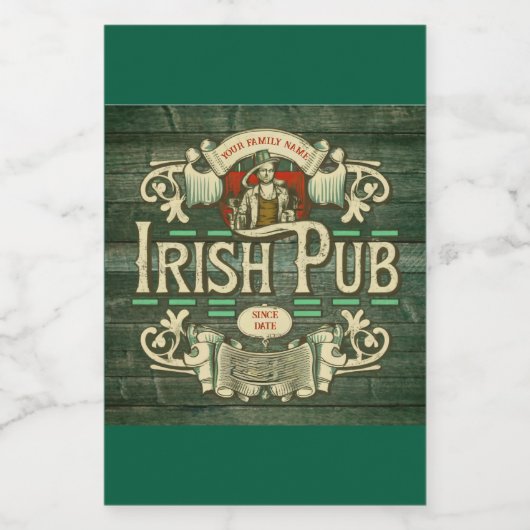 Personalisiert St Patricks Day Irish Pub Funny Weinetikett (Einzelnes Label)