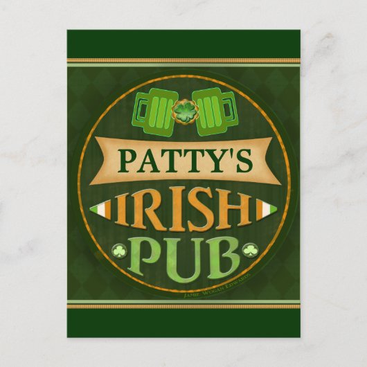 Personalisiert St. Patrick's Day Irish Pub Postcar Postkarte (Vorderseite)