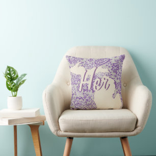 Personalisiert Staat Michigan Lila und Grau Floral Kissen
