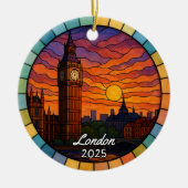 Personalisiert Stached Glass London, England Keramik Ornament (Vorne)