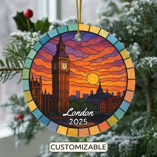 Personalisiert Stached Glass London, England Keramik Ornament
