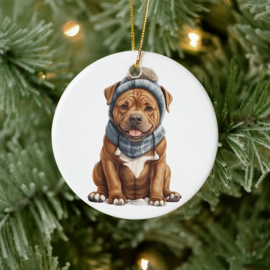 Personalisiert Staffordshire Dog Keramik Ornament (Baum)
