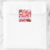 Personalisiert Stargazer Lilies Vielen Dank Quadratischer Aufkleber (Tasche)