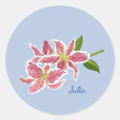 Personalisiert Stargazer Lily Runder Aufkleber (Vorderseite)