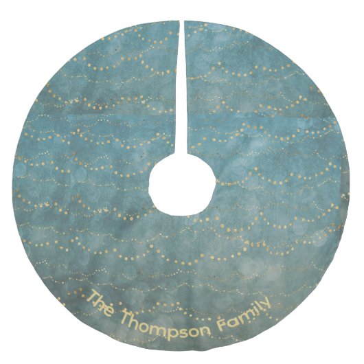 Personalisiert Starry Green Christmas Pattern Polyester Weihnachtsbaumdecke (Vorderseite)