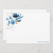 Personalisiert Stationäre blaue Wasserfarbe Mitteilungskarte (Vorne/Hinten)