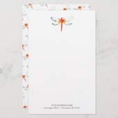 Personalisiert Stationäre Wasserfarben Rote Libell Briefpapier (Vorne/Hinten)