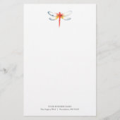 Personalisiert Stationäre Wasserfarben Rote Libell Briefpapier (Vorderseite)