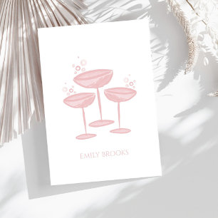 Personalisiert Stationary Pink Champagner Brille Dankeskarte