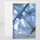 Personalisiert Stationery Blue Hydrangea Blume Briefpapier (Vorne/Hinten)