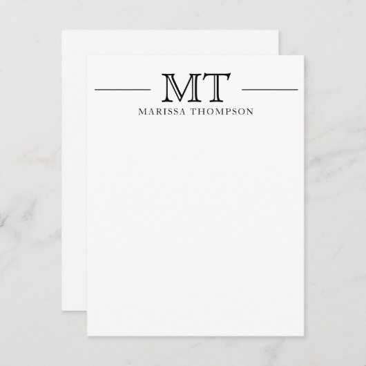 Personalisiert Stationery Chic Mit Monogramm Mitteilungskarte (Vorne/Hinten)