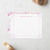 Personalisiert Stationery Chic Pink Ditzy Floral Mitteilungskarte (Vorderseite/Rückseite Beispiel)
