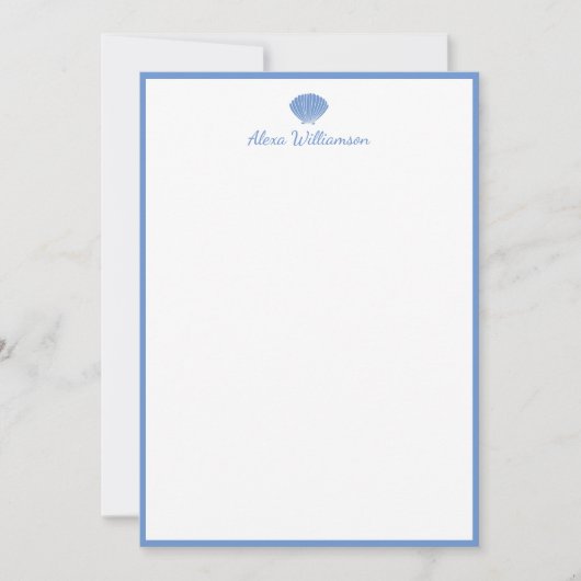 Personalisiert Stationery Classic Blue Seashell Mitteilungskarte (Vorderseite)