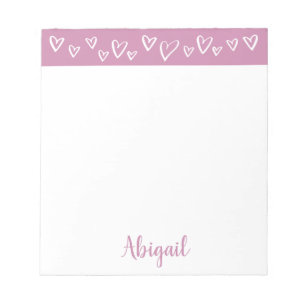 Personalisiert Stationery Hearts Lilac Lila Notizblock