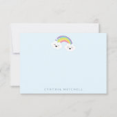 Personalisiert Stationery Kawaii Rainbow Light Blu Dankeskarte (Vorderseite)