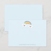 Personalisiert Stationery Kawaii Rainbow Light Blu Dankeskarte (Vorne/Hinten)