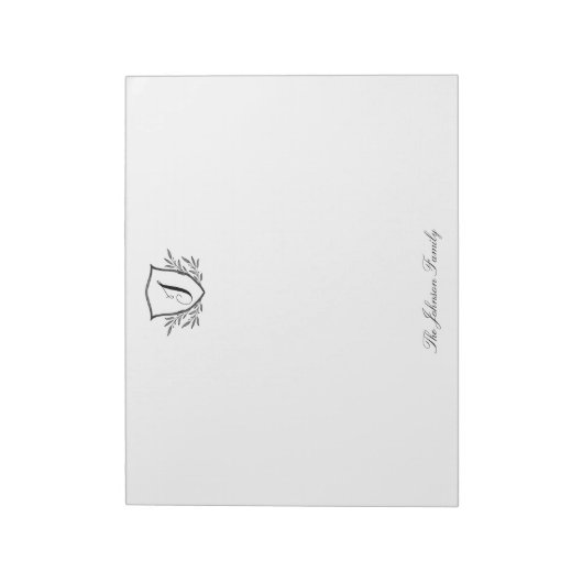 Personalisiert Stationery Monogram Wappen Groß Notizblock (Rotiert)