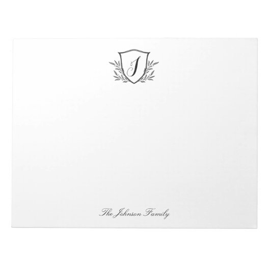 Personalisiert Stationery Monogram Wappen Groß Notizblock (Vorderseite)