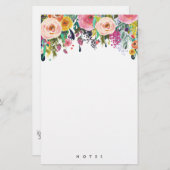 Personalisiert Stationery Multi-Blume Blumenrosa Briefpapier (Vorne/Hinten)
