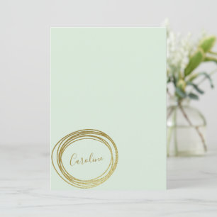Personalisiert Stationery Pastell Minze Green Gold Mitteilungskarte