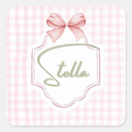 Personalisiert Stella Baby Girl Kinderzimmer Bow&G Quadratischer Aufkleber