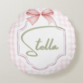 Personalisiert Stella Baby Girl Kinderzimmer Bow&G Rundes Kissen