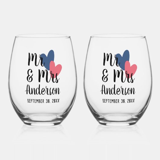 Personalisiert Stemless Wine Glass Set Weinglas Ohne Stiel (Vorderseite)