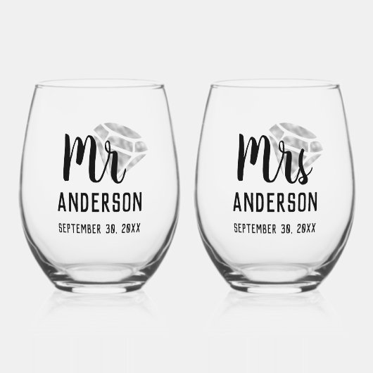 Personalisiert Stemless Wine Glass Set Weinglas Ohne Stiel (Vorderseite)