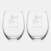 Personalisiert Stemless Wine Glass Set Weinglas Ohne Stiel (Rückseite)