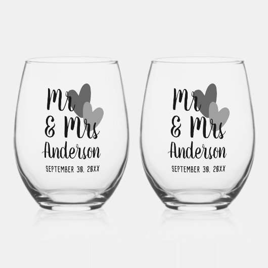 Personalisiert Stemless Wine Glass Set Weinglas Ohne Stiel (Vorderseite)