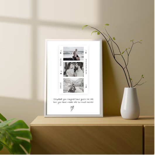 Personalisiert Step Vater Foto Minimales Geschenk Poster