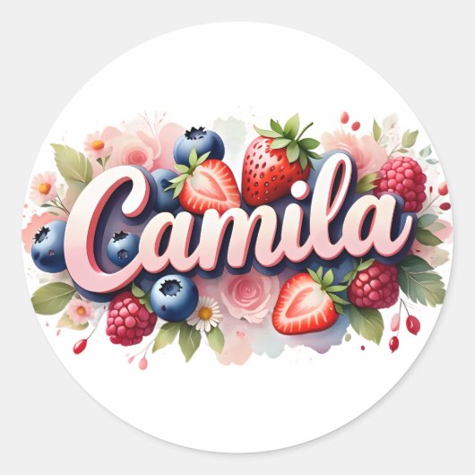 Personalisiert Sticker Camila Berry Floral Design (Vorderseite)