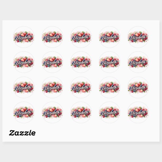 Personalisiert Sticker Elizabeth Berry Floral Desi (Blatt)
