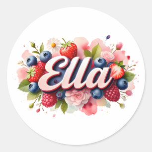 Personalisiert Sticker Ella Berry Floral Design