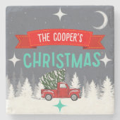 Personalisiert Stone Christmas Tree Untersetzer (Vorderseite)