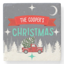 Personalisiert Stone Christmas Tree Untersetzer