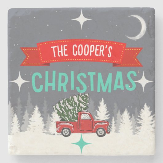 Personalisiert Stone Christmas Tree Untersetzer (Vorderseite)