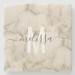 Personalisiert Stone Monogram Marble Handgeschrieb Steinuntersetzer