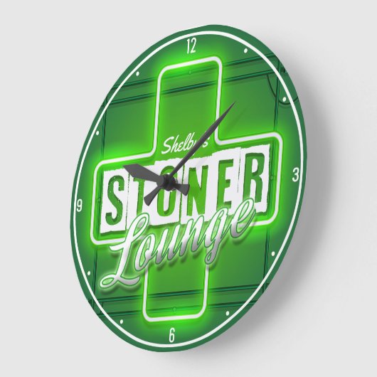 Personalisiert Stoner Lounge NAME Imitate Neon Bar Große Wanduhr (Winkel)